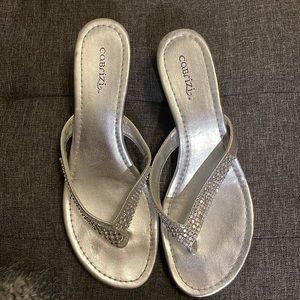Cabrizi Silver Bead embellished Sandals - 8.5